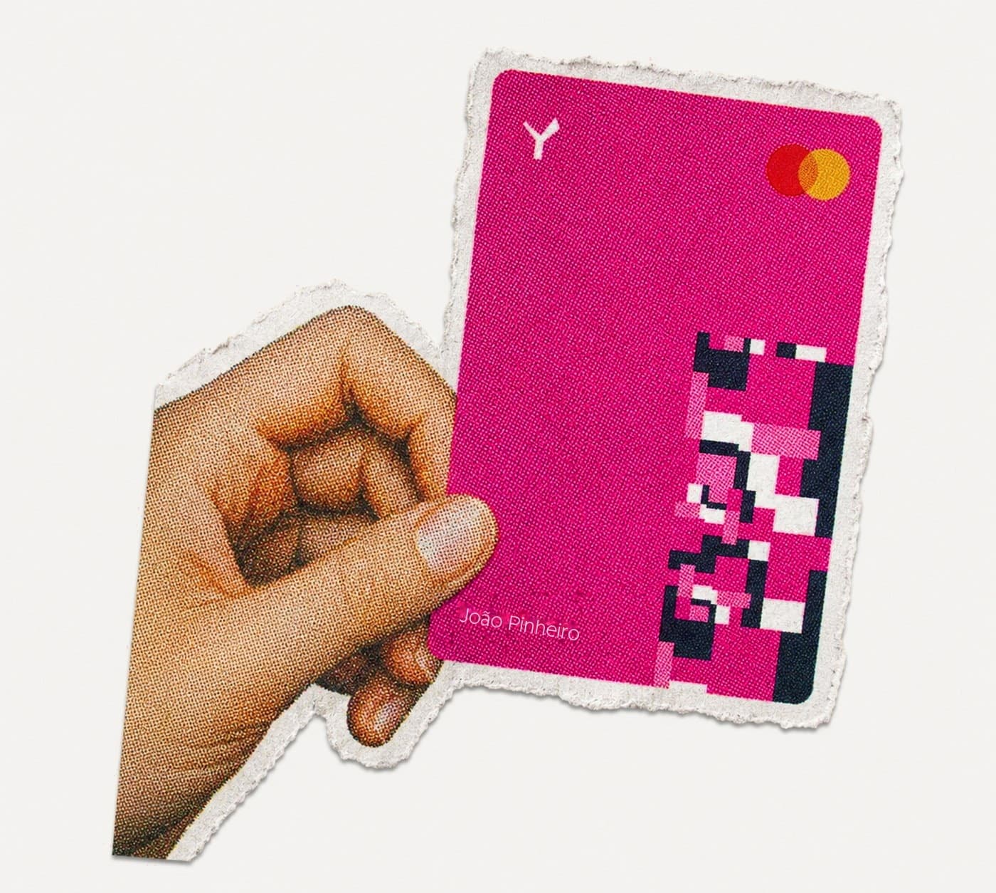 Mão segurando o cartão rosa do Yas